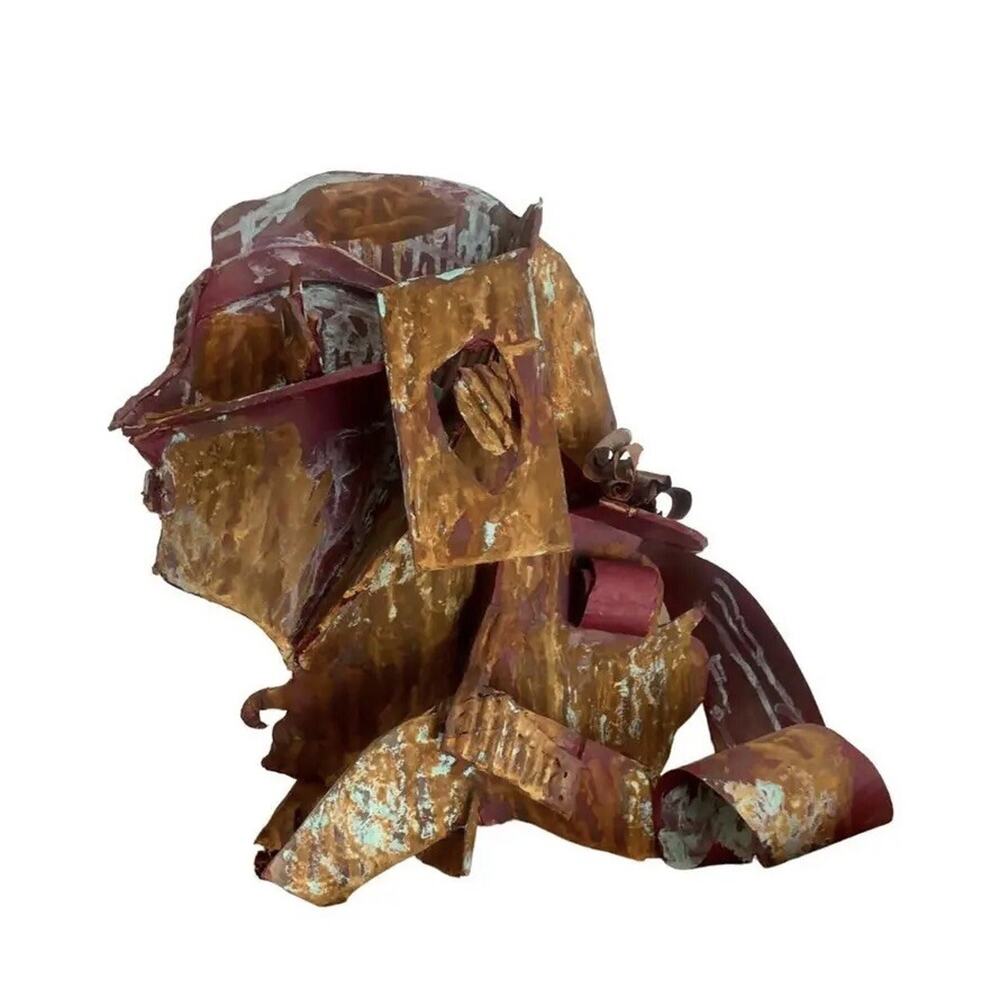 Vintage Abstract Figural Sculpture With Modern Rustic Industrial Look Folk Art